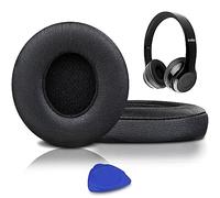 SoloWIT® Cuscinetti Auricolari Di Ricambio per Beats Solo 2 e Solo 3 Wireless On-Ear Cuffia con morbida pelle proteina/memory foam/nastro adesivo forte - Deluxe Black