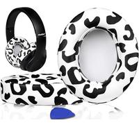 SoloWIT® Cuscinetti Auricolari Di Ricambio per Beats Studio 2 e Studio 3 Wired/Wireless Cuffia con morbida pelle proteina/memory foam/nastro adesivo forte - Leopardo delle Nevi