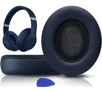 SoloWIT® Cuscinetti Auricolari Di Ricambio per Beats Studio 2 e Studio 3 Wired/Wireless Cuffia con morbida pelle proteina/memory foam/nastro adesivo forte - Blu Navy