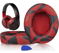 SoloWIT® Cuscinetti Auricolari Di Ricambio per Beats Studio 2 e Studio 3 Wired/Wireless Cuffia con morbida pelle proteina/memory foam/nastro adesivo forte - Rosso Tempesta