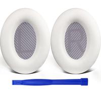 SoloWIT Cuscinetti Auricolari di Ricambio per Bose QuietComfort 35 (QC35) e Quiet Comfort 35 II (QC35 II), Padiglioni con Pelle più Morbida, Schiuma Isolante dal Rumore e Maggiore Spessore - Bianco