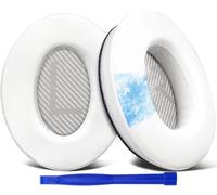 SoloWIT Cuscinetti Auricolari in gel refrigerante di ricambio, Cuscino per le Cuffie over-ear Bose QuietComfort 35 (QC35) e Quiet Comfort 35 II (QC35 II), Schiuma Antirumore-Bianco