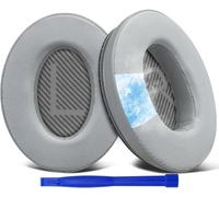 SoloWIT Cuscinetti Auricolari in gel refrigerante di ricambio, Cuscino per le Cuffie over-ear Bose QuietComfort 35 (QC35) e Quiet Comfort 35 II (QC35 II), Schiuma Antirumore-Argento