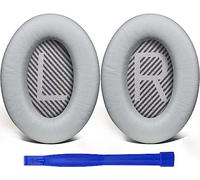 SoloWIT Cuscini di Ricambio per Bose QuietComfort 35 (QC35) e Quiet Comfort 35 II (QC35 ii), Cuscinetti Auricolari con Pelle di Agnello più Morbida, Schiuma di Isolamento Acustico (Grigio Brillante)