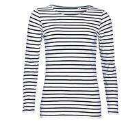 SOLS - Marine - Maglietta maniche lunghe a righe - Donna (M) (Bianco/Blu navy)