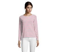 SOLS - Marine - Maglietta maniche lunghe a righe - Donna (M) (Bianco/Rosso)