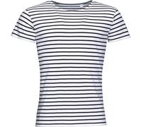 SOLS T-shirt Miles da uomo, a righe, maniche corte PC2584 (2XL) (bianco/blu navy)