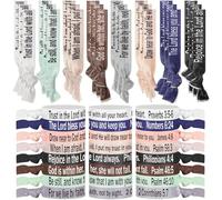 Solsew 48 elastici per capelli con versi biblici cristiani annodati per coda di cavallo, elastici per donne, elastici per capelli per cristiani e amanti della Bibbia