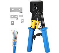 Solsop Pinza Crimpatrice RJ45 Passanti attraverso Cat5 Cat5e Cat6 Crimpatrice per connettori RJ45/RJ12 regolari e end-pass-through