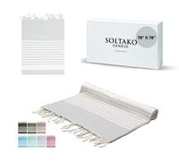 SOLTAKO Fouta Peshtemal - Fouta XXL - Asciugamano da spiaggia anti sabbia - Asciugamano per Hammam, Sauna, Picnic - Asciugamano di grandi dimensioni - Fouta Beach 200x200 cm - Lenzuolo 2 Persone