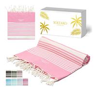 SOLTAKO Fouta Peshtemal - Fouta XXL - Asciugamano da spiaggia anti sabbia - Asciugamano per Hammam, Sauna, Picnic - Asciugamano di grandi dimensioni - Fouta Beach 200x200 cm - Lenzuolo 2 Persone