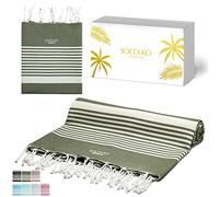SOLTAKO Fouta Peshtemal - Fouta XXL - Asciugamano da spiaggia anti sabbia - Asciugamano per Hammam, Sauna, Picnic - Asciugamano di grandi dimensioni - Fouta Beach 200x200 cm - Lenzuolo 2 Persone