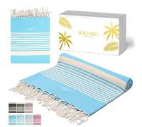 SOLTAKO Fouta Peshtemal - Fouta XXL - Asciugamano da spiaggia anti sabbia - Asciugamano per Hammam, Sauna, Picnic - Asciugamano di grandi dimensioni - Fouta Beach 200x200 cm - Lenzuolo 2 Persone