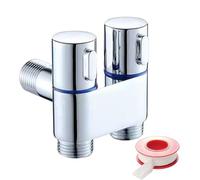SOLTANA Doppia valvola a squadra, per WC in acciaio inox, rubinetto per WC, doppia squadra, rubinetto doppia uscita, rubinetto doppia lavatrice, valvola deviatrice a 3 vie (chiave doppia squadra-1)
