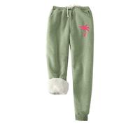 SoLu DAY8 Leggings Felpati Donna Invernali Eleganti Vita Alta Pantalone Termico Donna Taglie Forti Morbidi Comodo CCotone Inverno Sportivi Casual Jogging Sweatpants (Light Green, L)