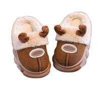 SoLu DAY8 Pantofole Bambino Invernali Pelose Antiscivolo Chiuse Morbide Comode Calde Ciabatte Bambina Inverno Casuale Casa Interno Animal Mignon Ragazza Scarpa (Coffee, 30)
