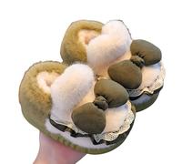 SoLu DAY8 Pantofole Bambino Invernali Pelose Antiscivolo Chiuse Peluche Comode Calde Morbide Ciabatte Bambini Invernale Casuale Casa Interno Mignon Animal Ragazza Scarpa (Light Green, 37)