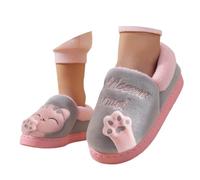 SoLu DAY8 Pantofole Chiuse Bambina Invernali Pelose Morbide Antiscivolo Comode Calde Peluche Ciabatte Bambino Inverno Velluto Elegante Casuale Interno Casa Animal Mignon Scarpe (Grey, 26 Toddler)