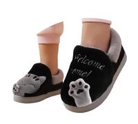 SoLu DAY8 Pantofole Chiuse Bambina Invernali Pelose Morbide Antiscivolo Comode Calde Peluche Ciabatte Bambino Inverno Velluto Elegante Casuale Interno Casa Animal Mignon Scarpe (Black, 26 Toddler)