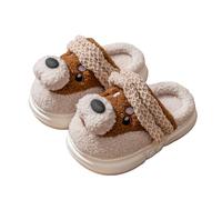 SoLu DAY8 Pantofole Pelose Bambino Invernali Chiuse Antiscivolo Comode Morbide Calde Peluche Ciabatte Bambina Inverno Casuale Interno Casa Animal Mignon Ragazzo Scarpe (Brown, 30 Little Child)