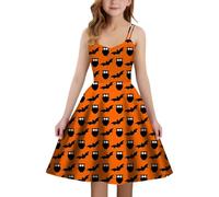 SoLu DAY8 Vestito Halloween Bambina Senza Maniche Macchia di Sangue Spaventosi Abito Halloween Bambina Carnevale Cerimonia Comodi Larghi Casual Festa Costume 5-14 Anni (Orange #11, 13-14 Years)