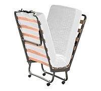 Cortassa | Letto Brandina Pieghevole a Doghe Con Materasso Memory e Copertura Salvapolvere Inclusa, Struttura Resistente e 4 Ruote Girevoli, 100% Made In Italy