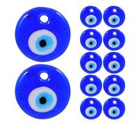 SOLUSTRE 12 Pezzi Ciondoli Pendenti in Vetro Perline Occhio di Diavolo Blu 3 Cm, Perline Anti-malocchio per Creazione Gioielli Fai da Te, Accessori per Collane, Bracciali e Orecchini