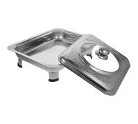 SOLUSTRE 1pezzi Vassoio in Acciaio Inossidabile per Cucina Rettangolare con Coperchio per Buffet Cantine Pranzi e Coltivazione di Cibo in Tavola