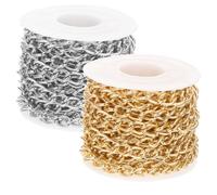 SOLUSTRE 2 Catene in Alluminio Leggero Intrecciate da Metri per Gioielli Fai da Te Collane e Accessori Borse Catene Resistenti e Lisce per Creazioni Artigianali Oro e Argento