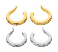SOLUSTRE 2 paia di orecchini a clip: mini orecchini a cerchio per ragazze - decorativi a forma di U non forati con strass, a clip per donne che si vestono per festival