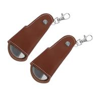 SOLUSTRE 2 pezzi Calzascarpe Pieghevole Portachiavi Strumento Leggero per Anziani Donne Incinte e Aiuto Scarpe Compatto e Portatile Colore Marrone Scuro