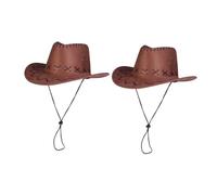 SOLUSTRE 2 Pezzi Cappelli Cowboy Western per Cinturino Regolabile Cappello Decorativo Resistente per Feste e Costume Cowgirl