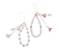 SOLUSTRE 2 Pezzi Ciondolo per Cellulare Fiore in Cristallo e Lega Poliestere 12,7x1 Cm Design Creativo Unico Bracciale Antismarrimento per Passeggiate Quotidiane