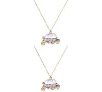 SOLUSTRE 2 Pezzi Collana Retrò Pendente Carrozza di Zucca in Lega Oro, Catena Decorativa Elegante e Delicata, per Donna in Ogni Occasione