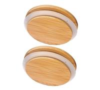 SOLUSTRE 2 pezzi Coperchi in Bamboo per Barattoli in Vetro con Guarnizione in Sigillante Tappi Ermetici per Vasetti Conservazione Resistenti e Leggeri per Barattoli Fermentazione e Vasi
