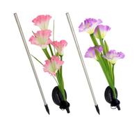 SOLUSTRE 2 Pezzi Luce Solare Decorativa 4 Fiori a Tromba Led, Alimentata a Energia Solare, in Abs e Acciaio Inossidabile, per Balconi e Spazi Esterni senza Alimentazione Elettrica