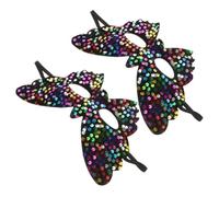 SOLUSTRE 2 Pezzi Maschera da Carnevale Veneziana con Paillettes e Piume a Farfalla in Plastica per Balli in Maschera e Halloween, Uso Versatile che Aggiunge Glamour