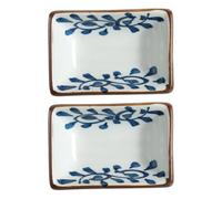 SOLUSTRE 2 Pezzi Piatti per Salsa in Ceramica Blu Dipinti a Mano, Leggeri e Facili da Usare, come Regalo per Inaugurazione Casa per Conservare Pepe