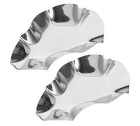 SOLUSTRE 2 Pezzi Piatto per Ostriche in Acciaio Inox, Vassoio Salsa Argento | Supporto per Utensili e Condimenti, Stile Moderno Elegante, per Tavola di Mare e Cucina Ordinata