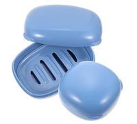 SOLUSTRE 2 pezzi Portasapone da Viaggio con Contenitore Drenante per Solido Organizer Compatto per Bagno Blu Quadrato