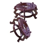 SOLUSTRE 2 Pezzi Supporto in Legno Solido Stile Orientale Dettagli Intricati, Portavaso Rotondo Elegante e Resistente per Piante, Bonsai e Decorazioni da Esterno