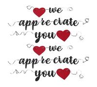 SOLUSTRE 2 Set Striscione di Ringraziamento Nero in Carta Glitter con Lettere e Cuori, Leggero e Facile da Appendere, Decorazione per Feste di Apprezzamento del Personale