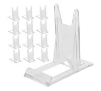 SOLUSTRE 20 Pezzi Cavalletti Trasparenti Regolabili Porta Libri e CD Espositori da Tavolo per Cartoline e Cornici Supporto Moderno e Compatto per Ufficio e Casa