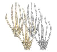 SOLUSTRE 24 Pezzi Clip per Chioma Halloween Mano Scheletro Argento in Lega, Accessorio Creativo e Resistente per Donne, per Feste e Parchi di Intrattenimento