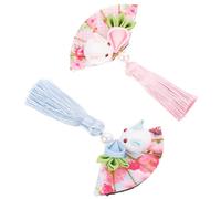 SOLUSTRE 2pezzi Fermagli per Chioma Kimono a Forma di Coniglio e Carota Nappa, Facili da Usare, Materiale in Stoffa e Lega, Accessori per Chioma per Contest di Bellezza