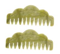 SOLUSTRE 2pezzi Pettine in Pietra Naturale Per Massaggi Pettine Per Capelli Strumento Per Massaggi Del Cuoio Capelluto Design Antistatico Leggero e Portatile