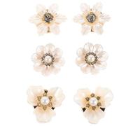 SOLUSTRE 3 Paia Gemelli da Abito Strass a Forma di Fiore, Gemelli Decorativi per Polsini Donna, Copribottoni Eleganti Leggeri per Camicie Formali e Occasioni Speciali