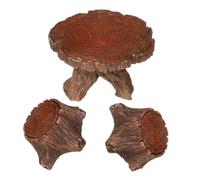 SOLUSTRE 3 Pezzi Miniatura Compatta e Resistente con Tavolo e Sedie in Legno da Giardino per Micro Paesaggi Decorazione Esterna per Spazi Verdi