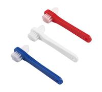 SOLUSTRE 3 pezzi Spazzolini per Protesi Dentaria da Testina Doppia Piccola per Pulizia Impugnatura Ergonomica Colori Bianco Rosso Blu per Igiene Dentiera Adulti