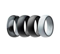 SOLUSTRE 4 Anelli Sportivi in Silicone 8mm Unisex per Ginnastica e Nuoto, Fedi Nuziali Alternative Flessibili per Uomo Donna, Set Colori Mimetico Grigio Nero Grigio Scuro Argento Taglia 12